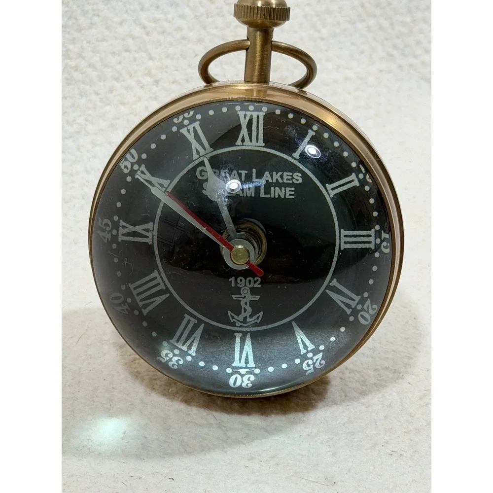 Great Lakes Steamline Decorative Brass Nautical Clock Compass Desk Display Multi